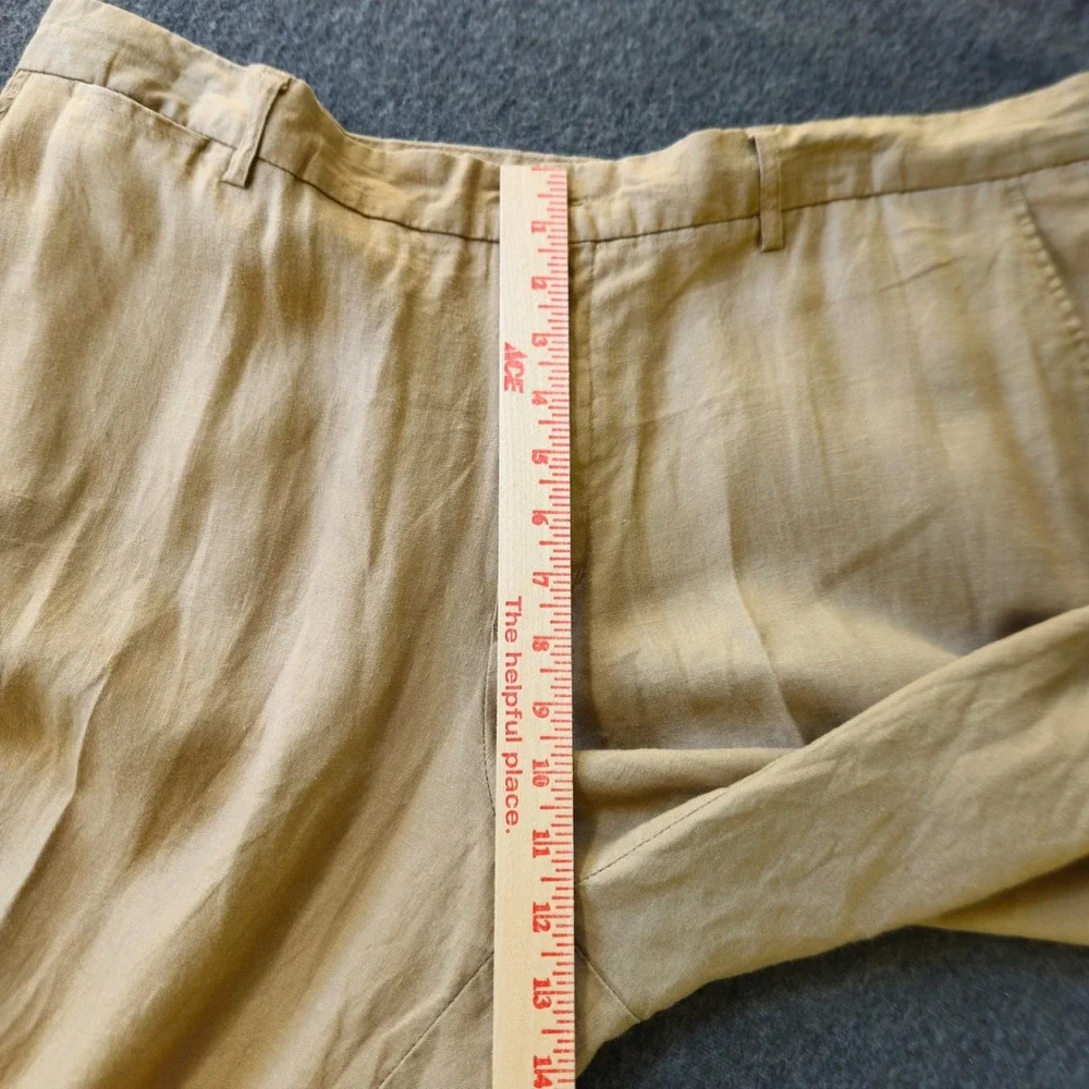 Tasso Elba ISLAND 38x32 Tan 100% Linen Straight Pants Beach Coastal Chic Lounge